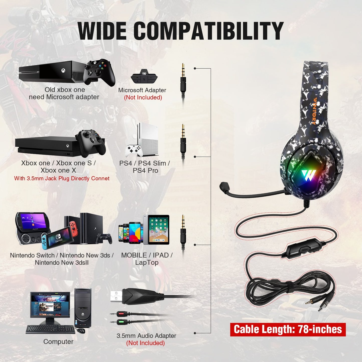 Wired Esports Headphones M1 Camouflage